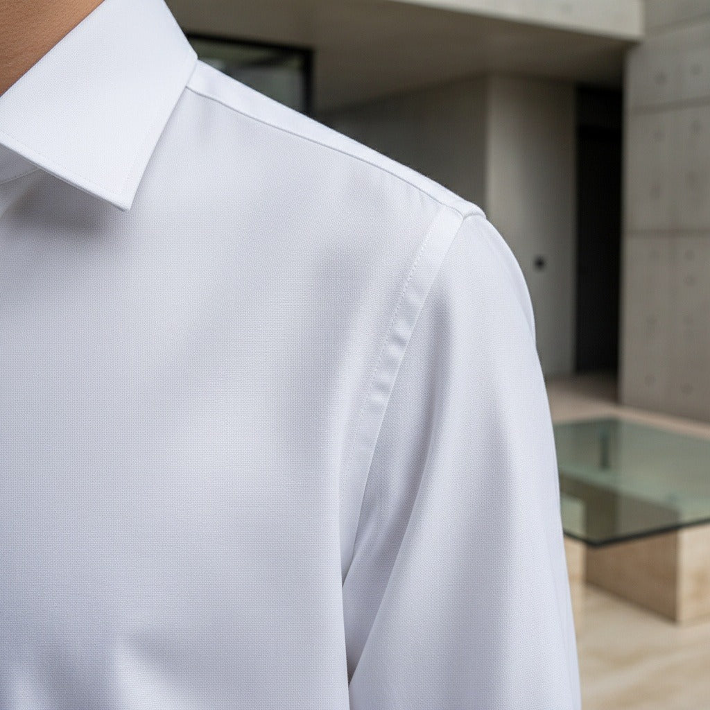 Cotton Shirt for Men Formal - Classic White - Back View