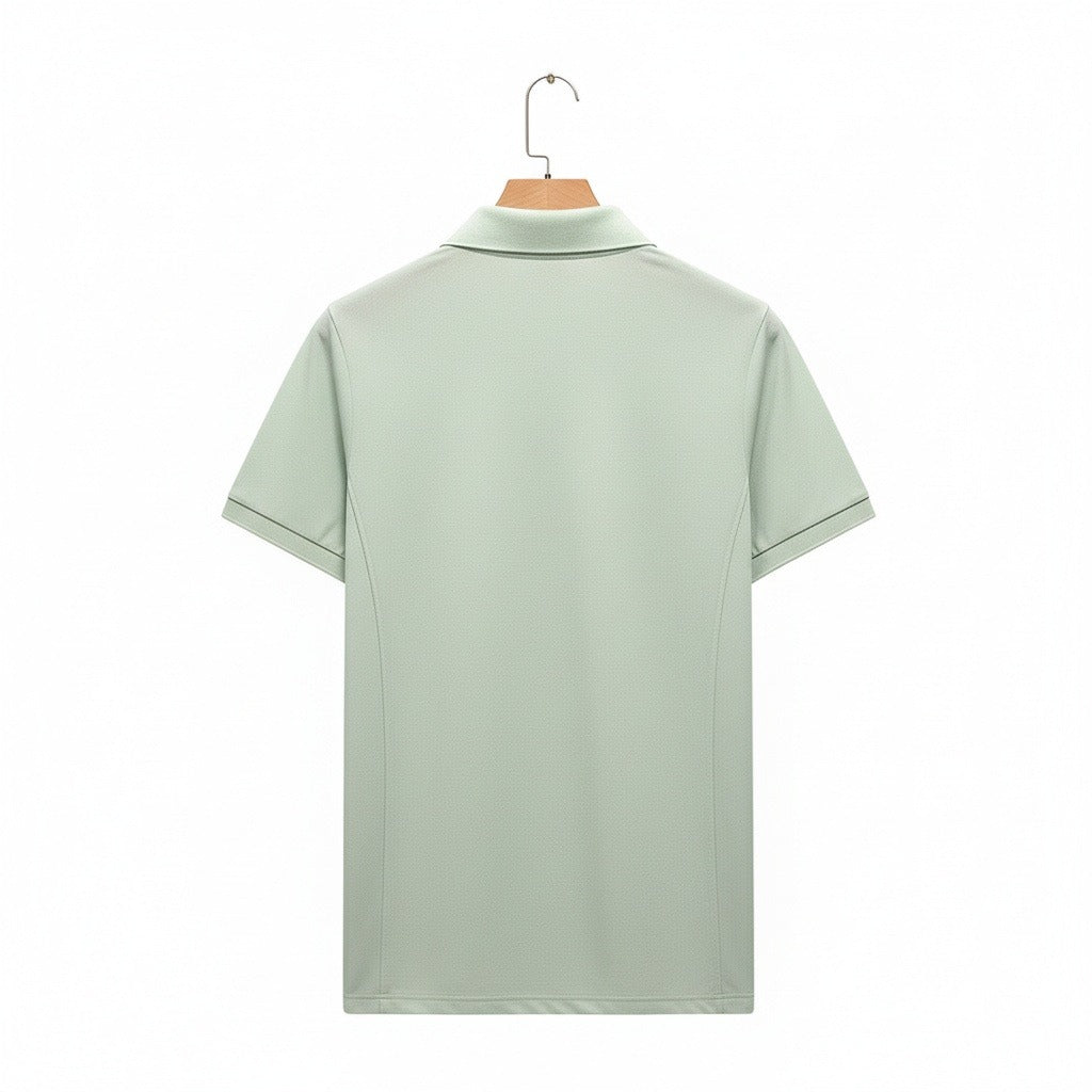 Cotton Zip Polo - Mint Green - Fabric Detail