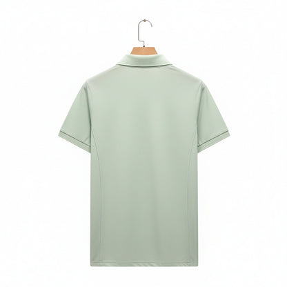 Cotton Zip Polo - Mint Green - Fabric Detail