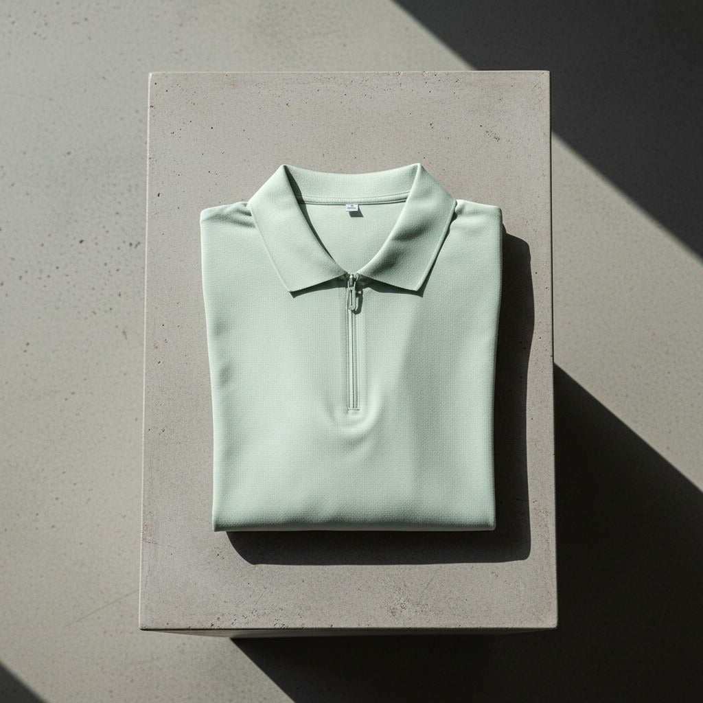 Cotton Zip Polo - Mint Green - Lifestyle Inspiration