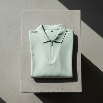 Cotton Zip Polo - Mint Green - Lifestyle Inspiration