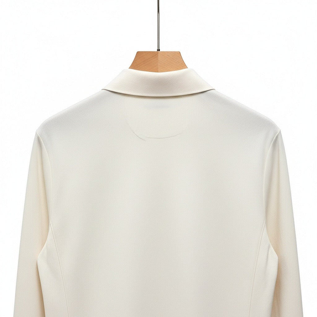 Cotton Zip Polo - Cream - Fabric Detail