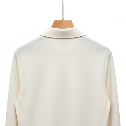 Cotton Zip Polo - Cream - Fabric Detail
