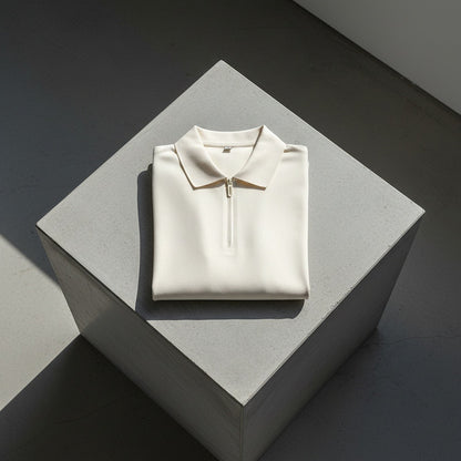 Cotton Zip Polo - Cream - Lifestyle Inspiration