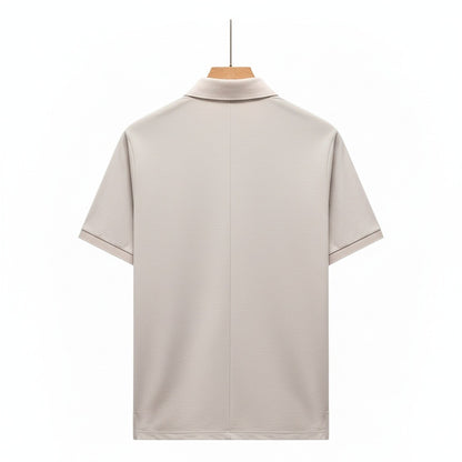 Cotton Zip Polo - Stone - Fabric Detail
