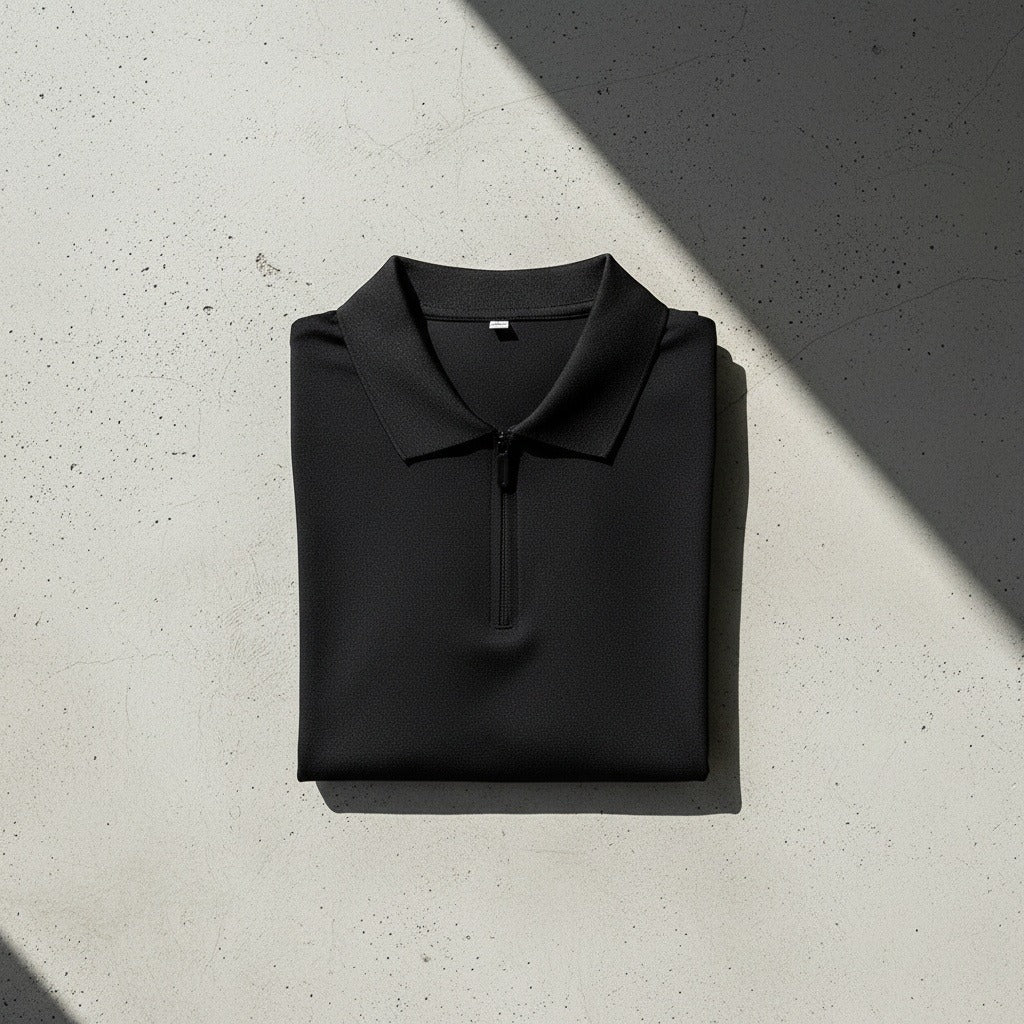 Cotton Zip Polo - Black - Lifestyle Inspiration