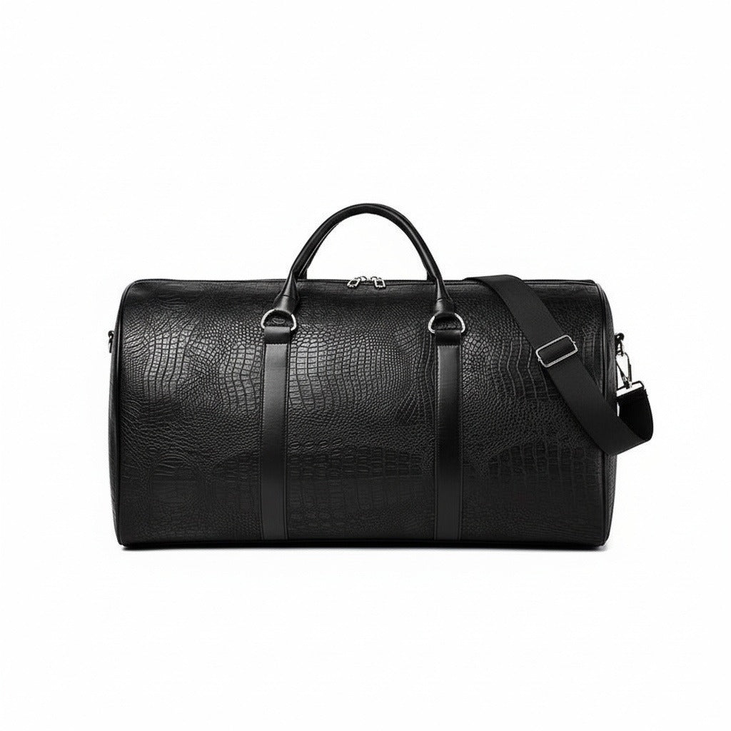 Crocodile Travel Bag - Black - Front View