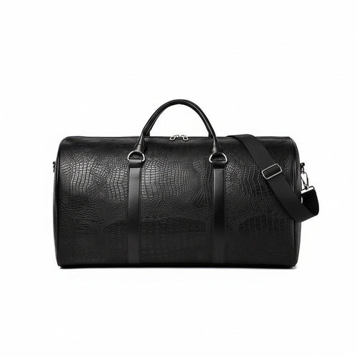 Crocodile Travel Bag - Black - Front View