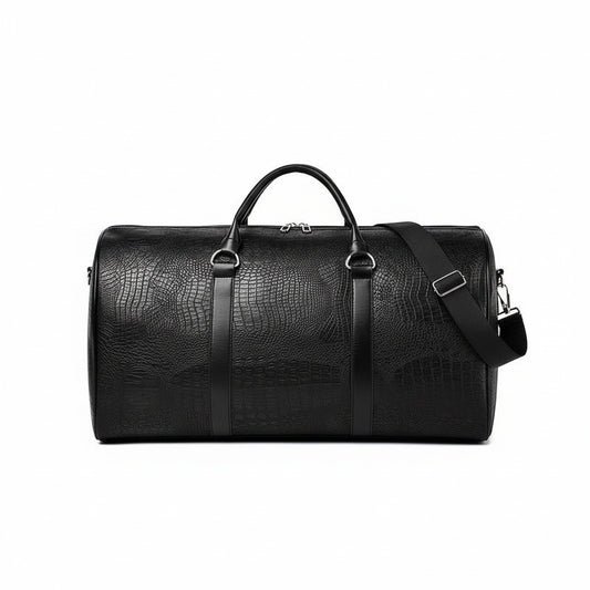 Crocodile Travel Bag - Black - Front View