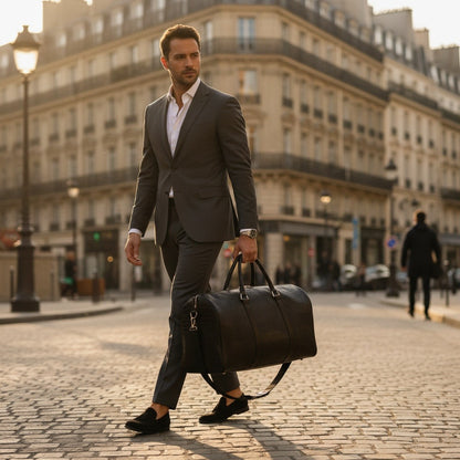 Crocodile Travel Bag - Black - Angled Shot