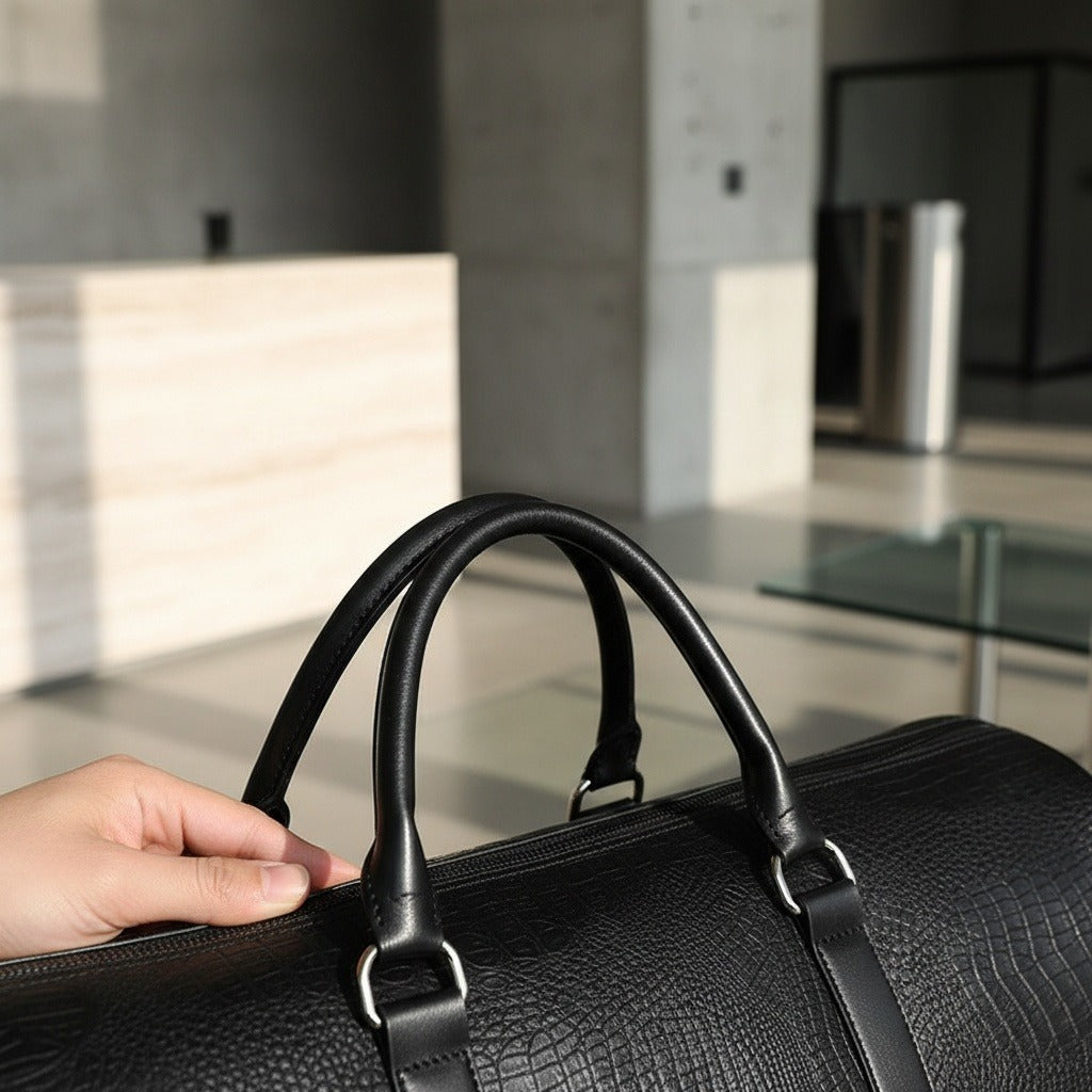 Crocodile Travel Bag - Black - Back View