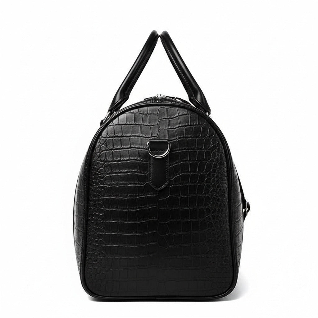 Crocodile Travel Bag - Black - Fabric Detail