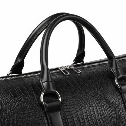 Crocodile Travel Bag - Black - Texture Close Up