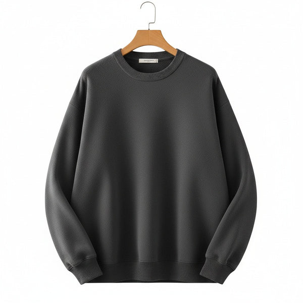 Dark Grey Crew Neck Sweater Mens - Dark Grey - Front View