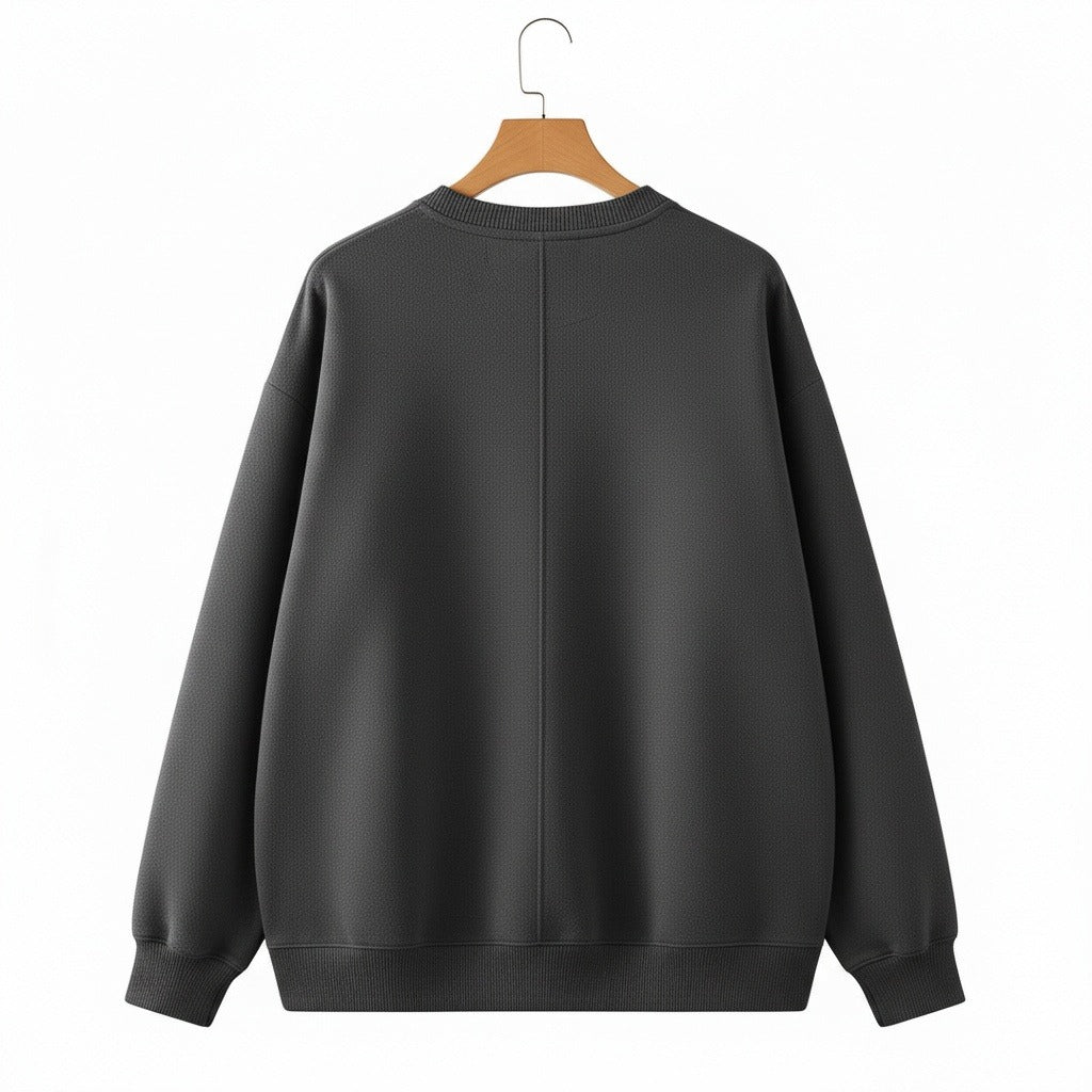 Dark Grey Crew Neck Sweater Mens - Dark Grey - Fabric Detail