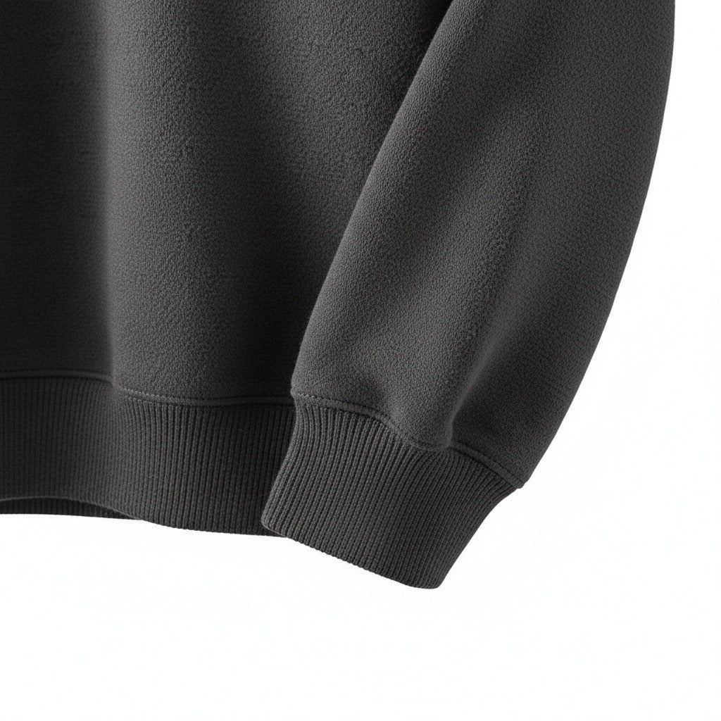 Dark Grey Crew Neck Sweater Mens - Dark Grey - Texture Close Up