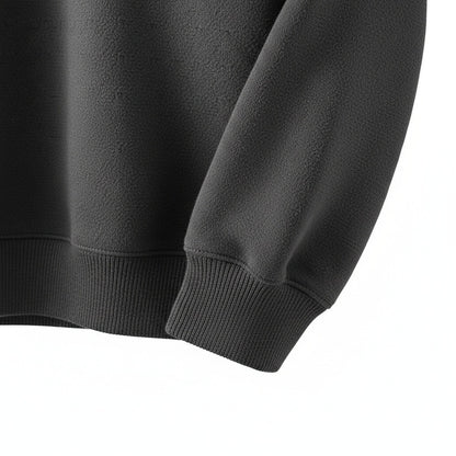 Dark Grey Crew Neck Sweater Mens - Dark Grey - Texture Close Up