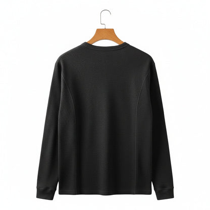 Dark Grey Henley T Shirt - Dark Grey - Fabric Detail