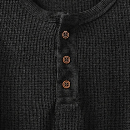 Dark Grey Henley T Shirt - Dark Grey - Texture Close Up