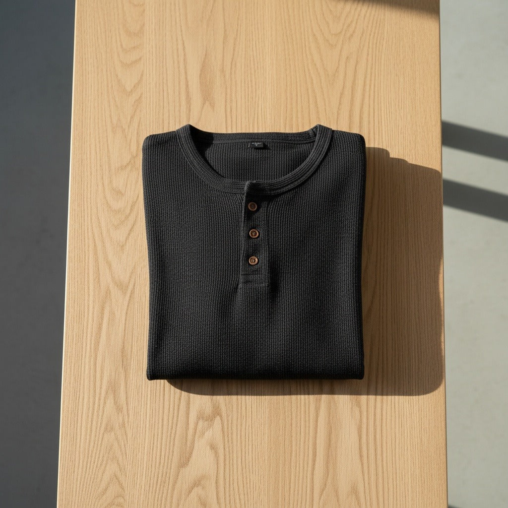 Dark Grey Henley T Shirt - Dark Grey - Lifestyle Inspiration