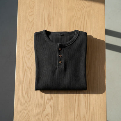 Dark Grey Henley T Shirt - Dark Grey - Lifestyle Inspiration