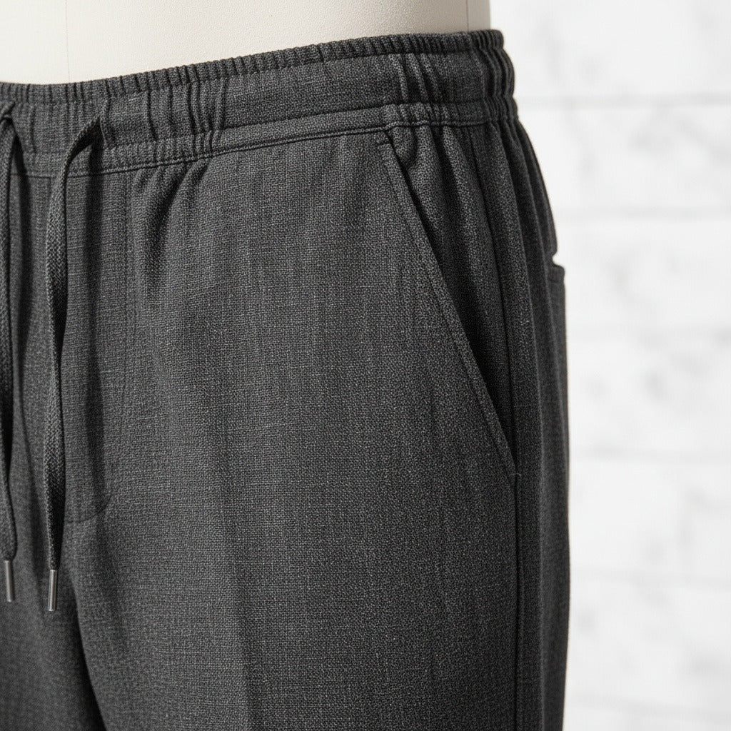 Dark Grey Linen Trousers Men - Graphite - Back View