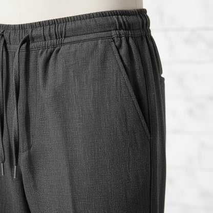 Dark Grey Linen Trousers Men - Graphite - Back View