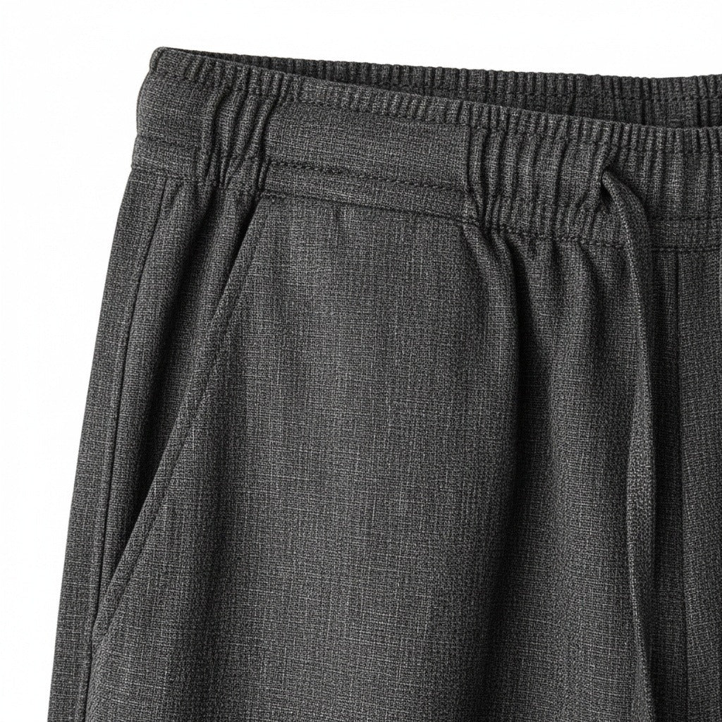 Dark Grey Linen Trousers Men - Graphite - Texture Close Up
