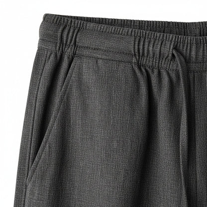 Dark Grey Linen Trousers Men - Graphite - Texture Close Up