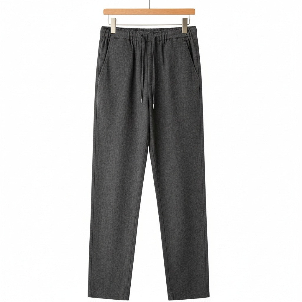 Dark Grey Linen Trousers Men - Dark Ash - Front View