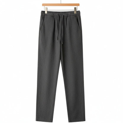 Dark Grey Linen Trousers Men - Dark Ash - Front View
