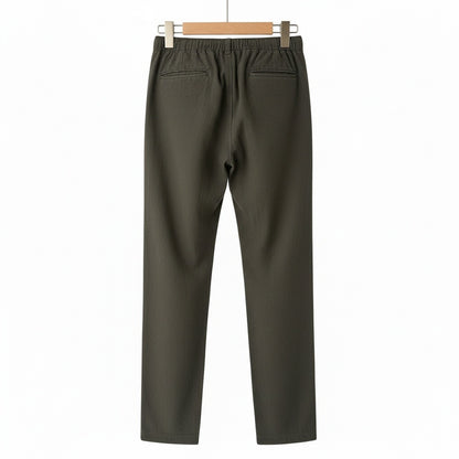 Dark Grey Linen Trousers Men - Deep Forest - Fabric Detail