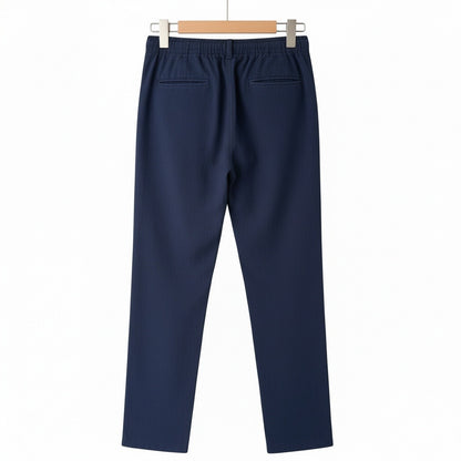 Dark Grey Linen Trousers Men - Midnight Blue - Fabric Detail