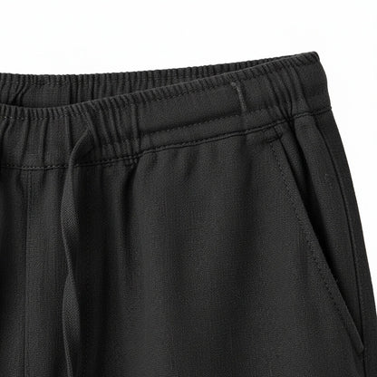 Dark Grey Linen Trousers Men - Jet Black - Texture Close Up