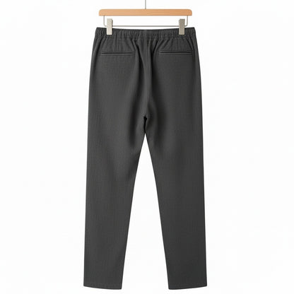 Dark Grey Linen Trousers Men - Charcoal Gray - Fabric Detail