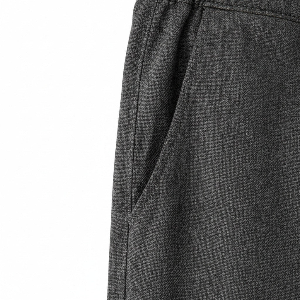 Dark Grey Linen Trousers Men - Charcoal Gray - Texture Close Up