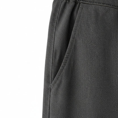 Dark Grey Linen Trousers Men - Charcoal Gray - Texture Close Up
