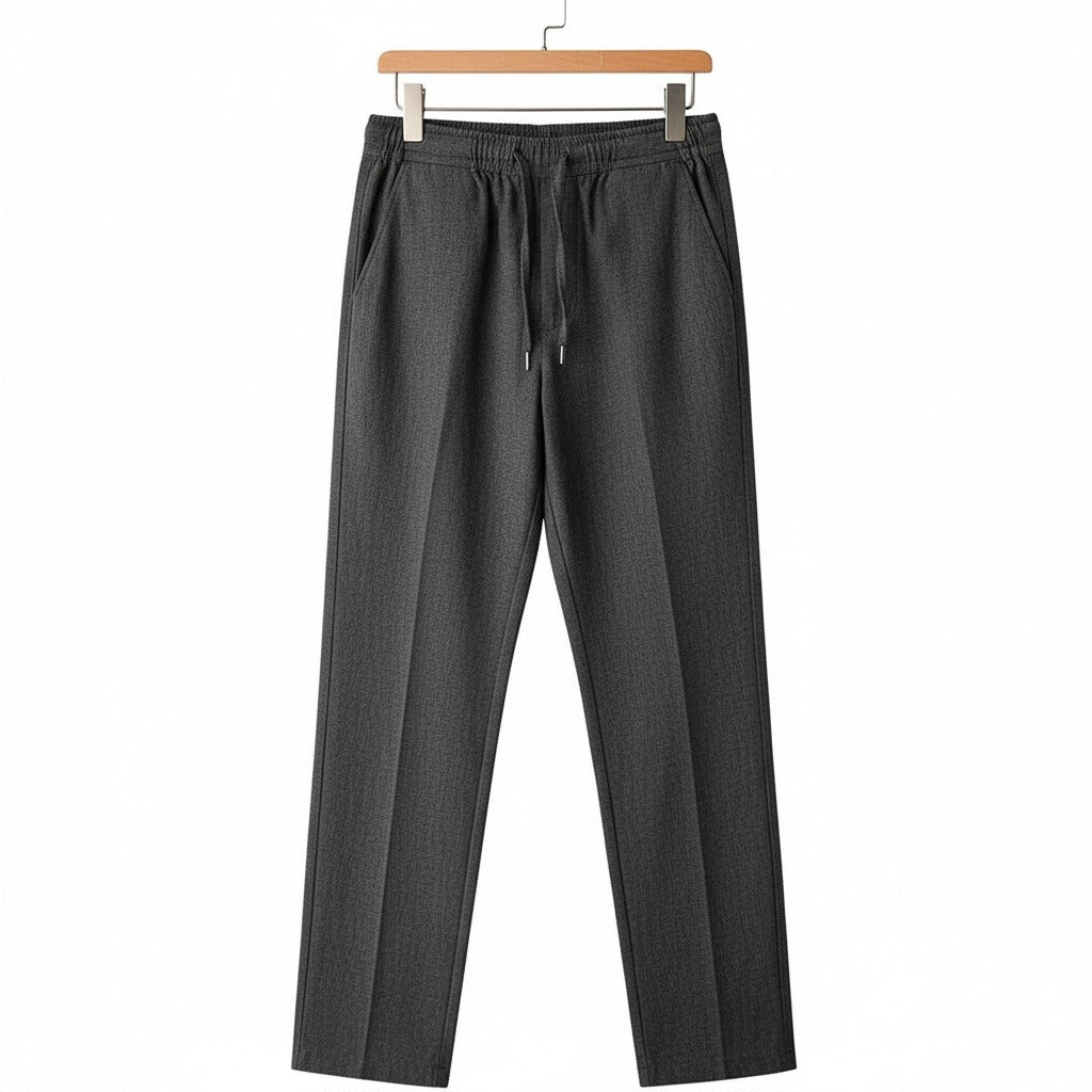 Dark Grey Linen Trousers Men - Graphite - Front View