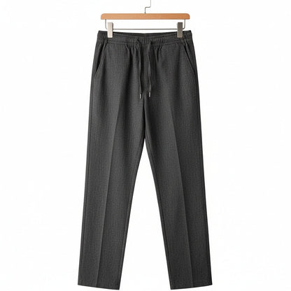 Dark Grey Linen Trousers Men - Graphite - Front View
