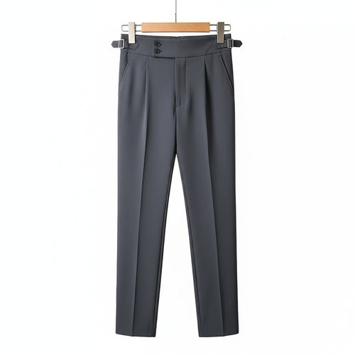 Dark Grey Pleated Trousers Men - Dark Grey - Front View