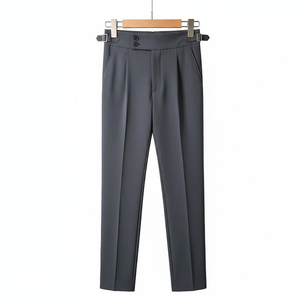 Dark Grey Pleated Trousers Men - Dark Grey - Front View