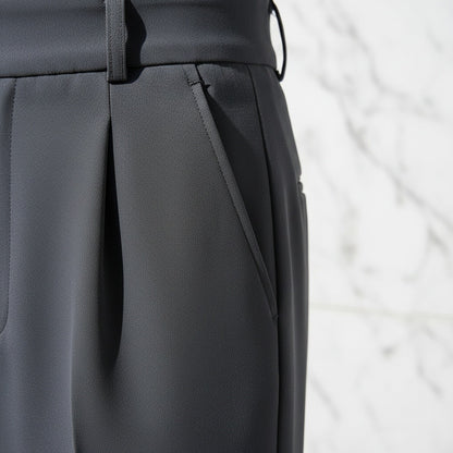 Dark Grey Pleated Trousers Men - Dark Grey - Back View