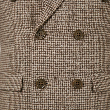 Double Breasted Tweed Suit - Brown - Texture Close Up