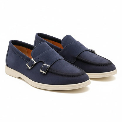 Double Buckle Loafers - Midnight Blue - Front View
