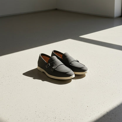 Double Buckle Loafers - Charcoal - Lifestyle Inspiration