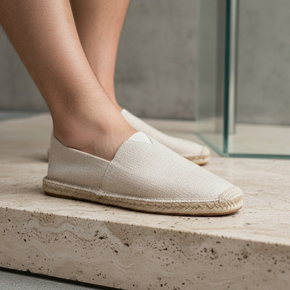 Espadrille Mens Sandals - Ecru - Back View