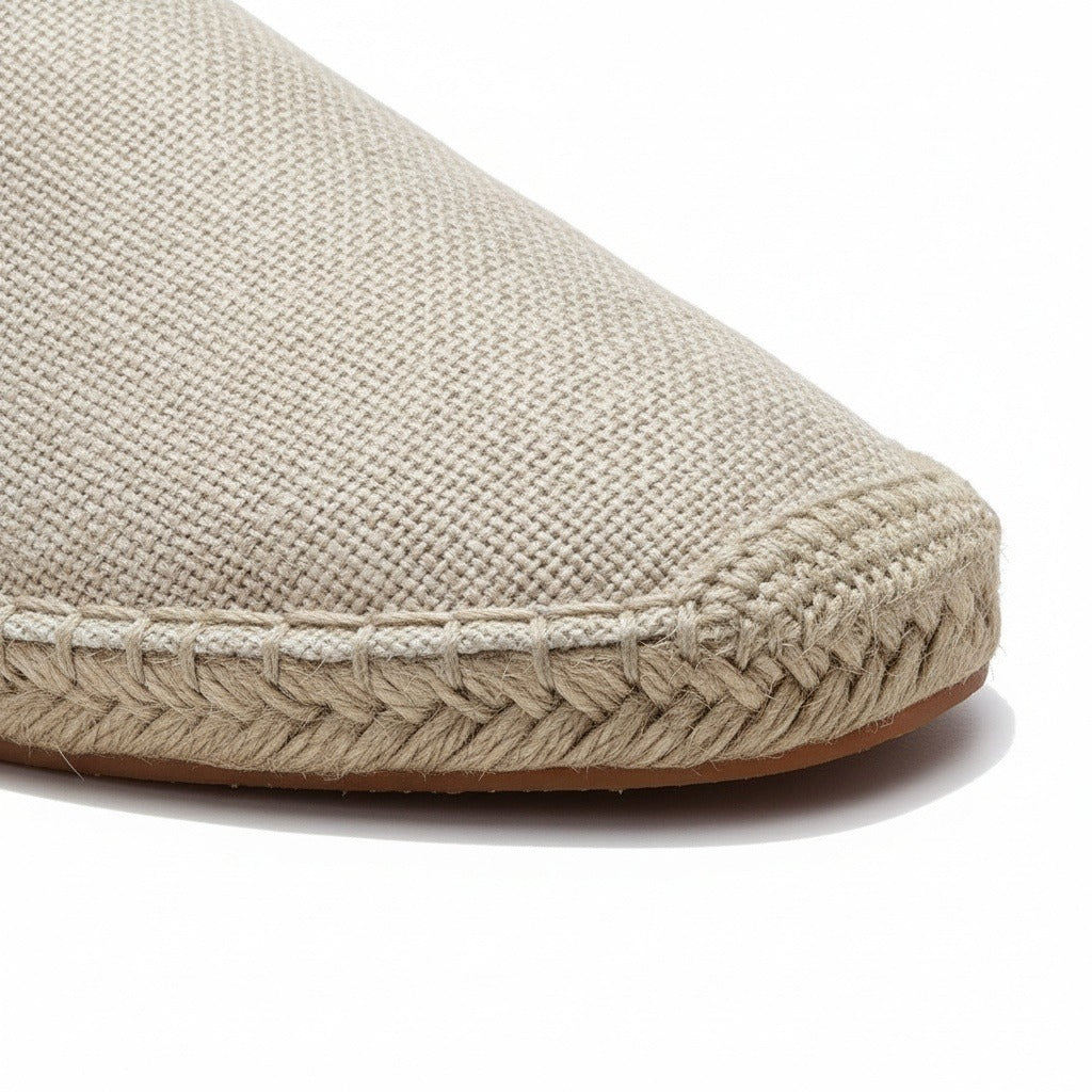 Espadrille Mens Sandals - Ecru - Texture Close Up