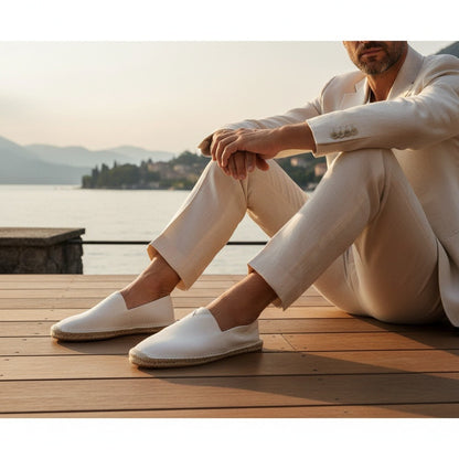 Espadrille Mens Sandals - Off-White - Angled Shot