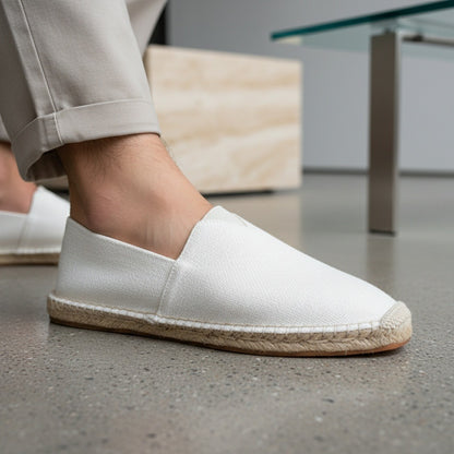 Espadrille Mens Sandals - Off-White - Back View