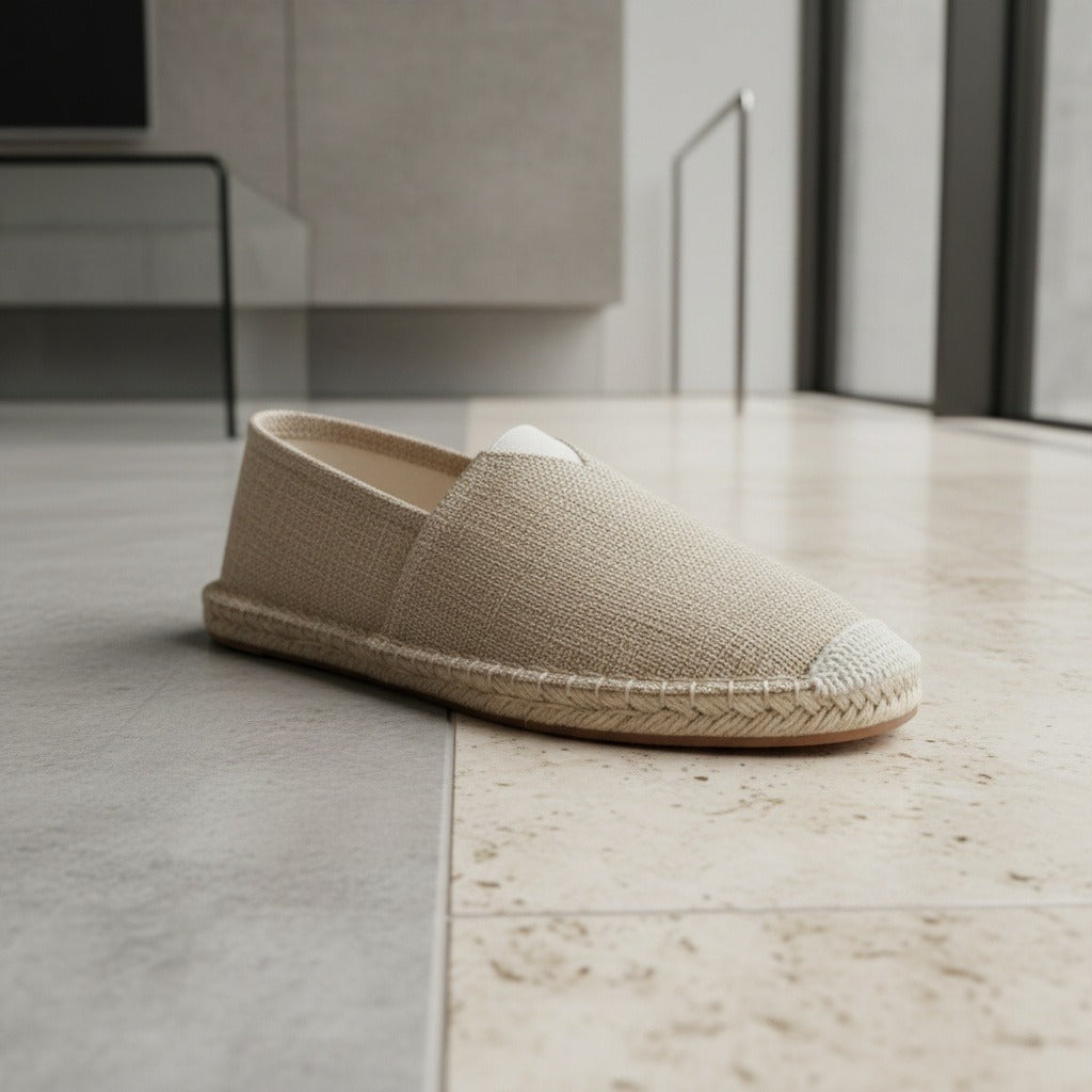 Espadrille Mens Sandals - Khaki - Back View